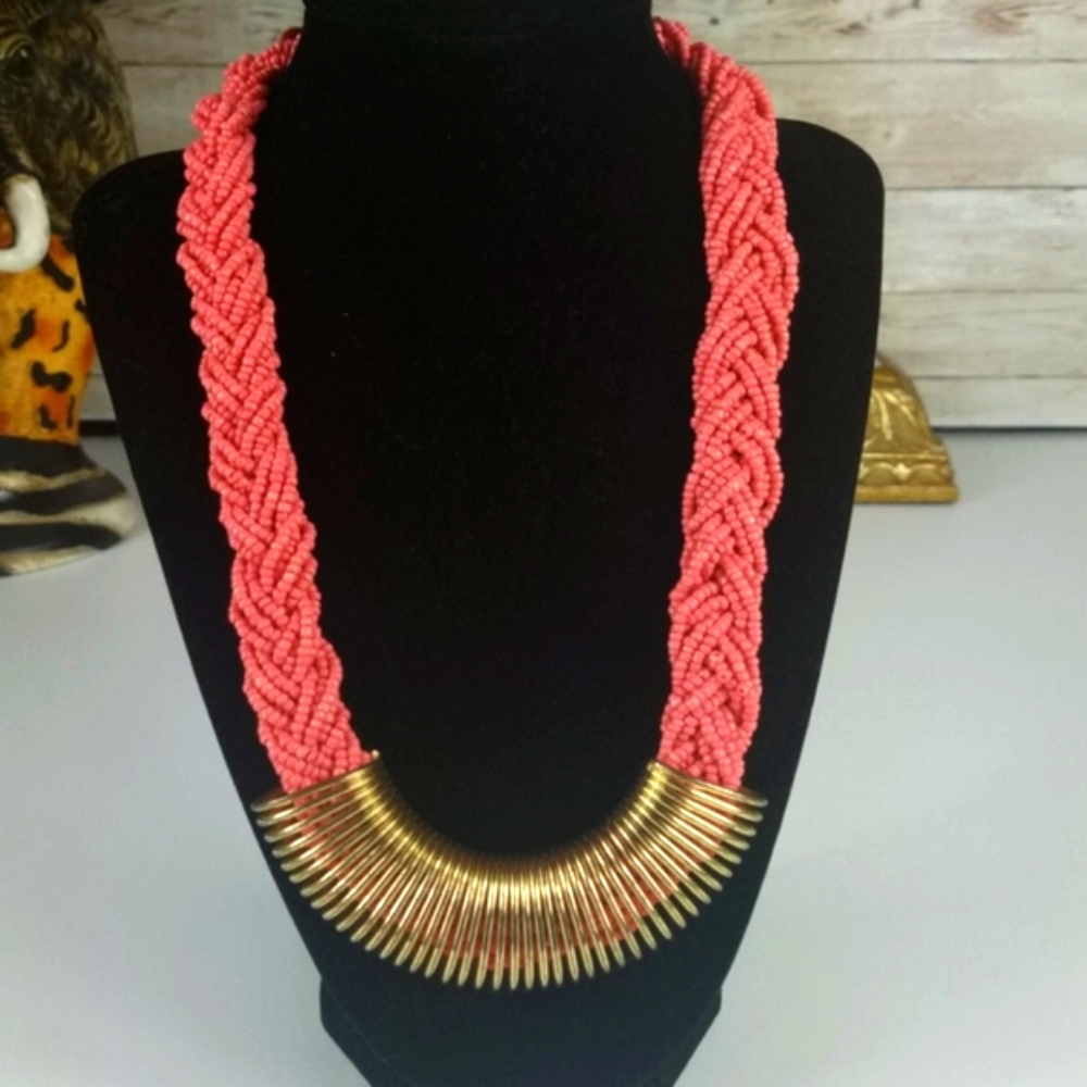 Fashion Jewelry,  Coral and gold necklace. - Picture 2 of 4
